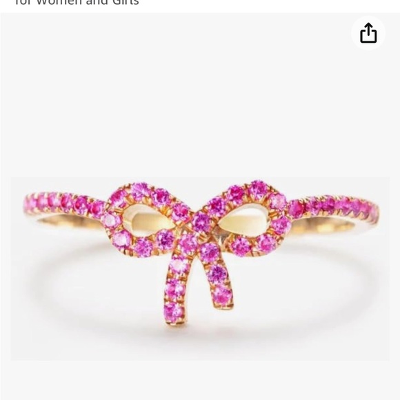 Gold and pink bow ring size 6 - Picture 5 of 5